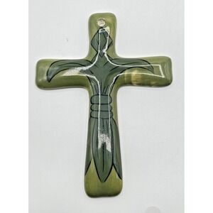 Jesus‎ Art of the Spirit Cross. Porcelain Hand Painted Cross 7"x 5"  Wall Decor